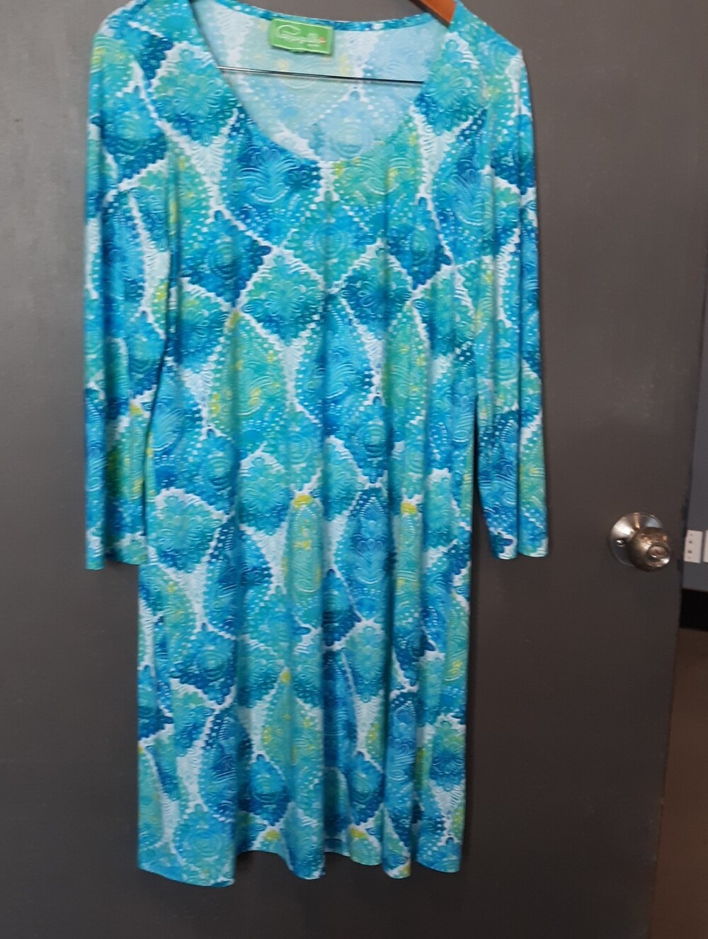 Cappagallo Bright Blue Floral Print Midi Dress LG